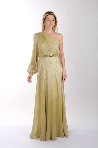 Explosion Tek Omuz Maxi Metalik Elbise - Şıklığı Ve Konforu Bir Arada Lime