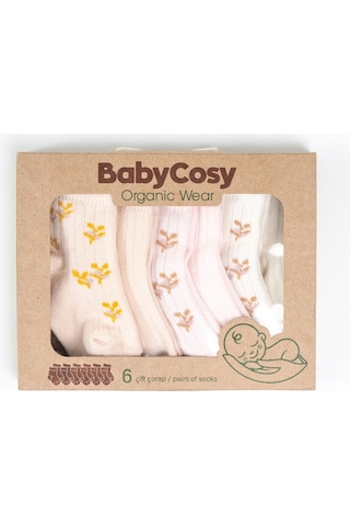 Babycosy Organic Wear %100 Organik Pamuk 6 Lı Bebek Çorap Seti Yumuşak Nefes Alan Kaydırmaz Bebek Çorabı,yenidoğan,0-24 Ay Çok Renkli