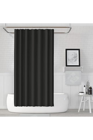 Polyester Kumaş Siyah Renk Banyo Perdesi Yerli Üretim Duş Perdesi Çok Renkli