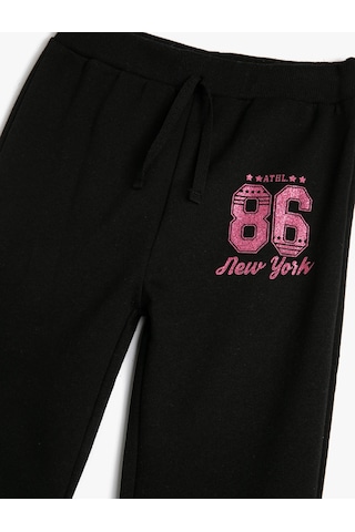 Koton Jogger Eşofman Altı Beli Bağlamalı Sim Baskı Detaylı Siyah 4skg40031ak 4SKG40031AK999 Siyah