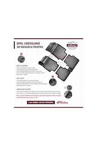 Rizline Opel Crossland 3D Havuzlu Paspas+Araç Kokusu