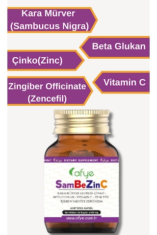 Afye Sambezinc Karamürver-Çinko-Beta Glukan 60 Bitkisel Kapsül