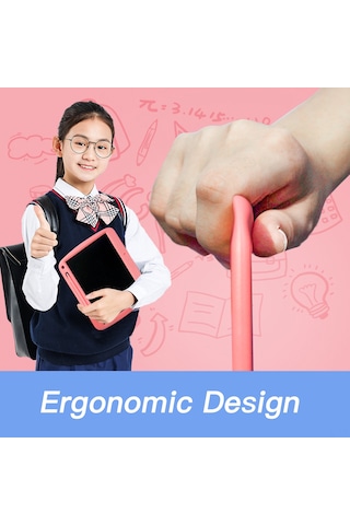 Hombey 9 İnç Pembe Renkli Lcd Çocuk Yazma Tahtası - Usb Şarjlı, Akıllı Göz Korumalı, Tek Tuşlu Kilit Ve Temizleme, Parlak Film, Çift Uçlu Kalem Pembe