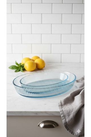 Masterchef Elite 2'li Optikli Oval Servis Tabağı,salata Kasesi, Sunumluk, Tabak Ve Fırın Kabı Saydam