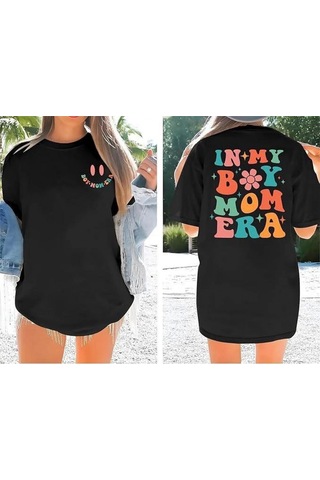 Efnaz Style Bisiklet Yaka Kısa Kol Baskılı T-shirt - Siyah