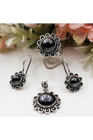 Hematit Taşlı Otantik Takım Rose Gold - Gümüş