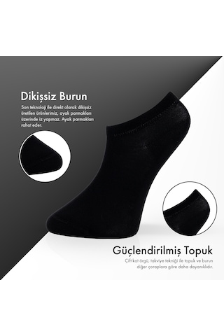 Lion Monroe Saf Bambu Erkek Sneaker Siyah - Lacivert - Füme Çorap Dikişsiz Görünmez Bilekte Spor Çorap Premium 6'lı L5952aznb Softaura