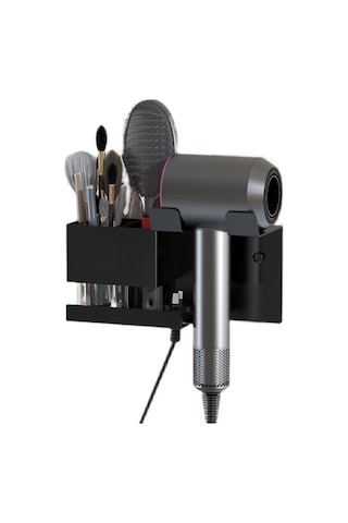 Lichen Saç Kurutma Makinesi Saklama Rafı, Banyo Lavabosu, Banyo Siyah