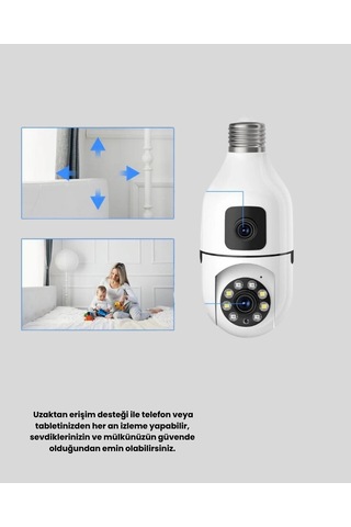 1080p Wifi Ampul Kamera Uzaktan Erişimli Hareket Sensörlü Gece Görüşlü 57585372