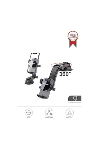 Torima Jx-048 Siyah Araç İçi Vantuzlu 360 Derece Telefon Tutucu
