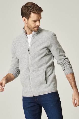 AC&Co / Altınyıldız Classics 4A5221100014GMJS Standart Fit Fermuarlı Bato Yaka Polar Erkek Ceket Gri
