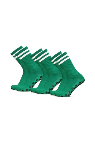 Youmex Yeşil Futbol Çorapları 3'lü Paket - Konforlu, Nefes Alıcı, Ter Emici, Kaymaz Önleyici Tabanlı Yeşil