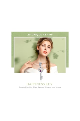 S925 Ayar Gümüş Mutluluk Anahtar Kolye Charm Aksesuarları Çok Renkli