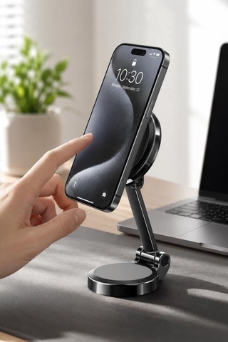 Delux Serisi Ev Aksesuarı Sabit Stant Çalışma Masası Telefon Tutucu Masaüstü Jx027 Siyah