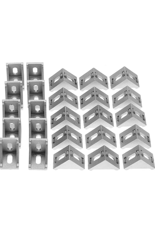 Samdoo 25 Adet 4040 Alüminyum Profil İçin L Şekilli Köşe Braketi, Dayanıklı Açısal Bağlayıcı Donanımı