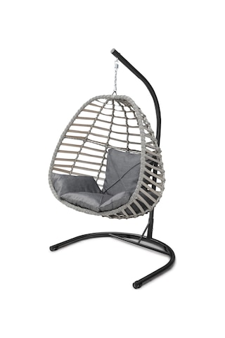 Rattan Tek Kişilik Bahçe Balkon Ev Salıncağı,bal Gri2