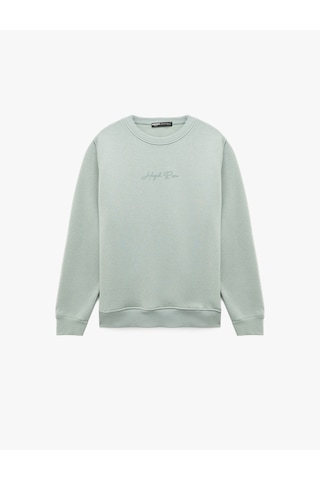 Koton Regular Fit Uzun Kollu Şardonlu Bisiklet Yaka Basic Baskılı Sweatshirt Mavi 6sam70046mk Mavi
