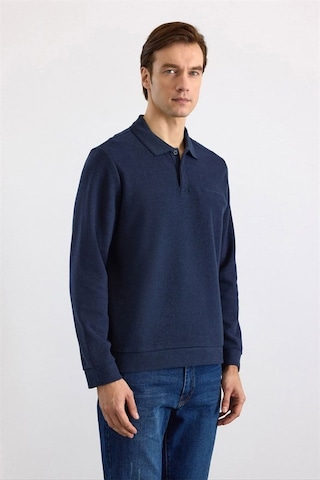 Süvari Lacivert Regular Düz Polo Yaka Sweatshirt Ssw2013700002-m09