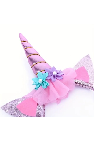 2 Parça Set Takım Kanat Unicorn Taç Peri Pembe Parlak Parti Kostüm Aksesuar Etkinlik Kız Çocuk