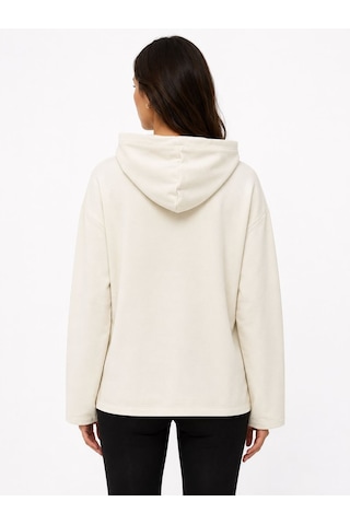 Neden Tekstil Kadın Kapüşonlu Rahat Kesim Sweatshirt - Beyaz