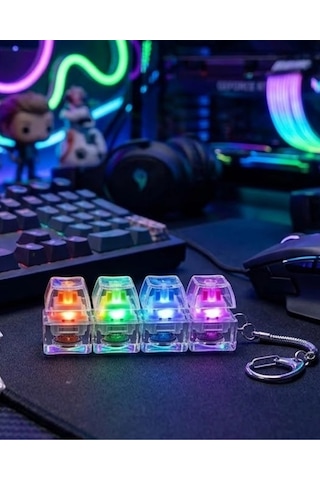 Kargo Mekanik Klavye Anahtarlık Işıklı Gerginlik Giderici Klik Tuş Oyuncağı Renkli Fidget Najmaddin