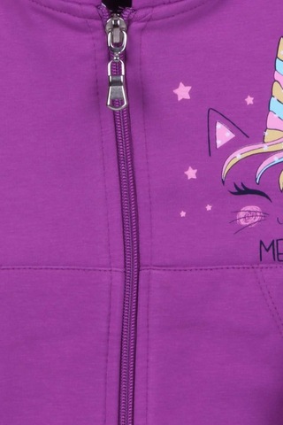 Kız Çocuk Hırka Kolları Desenli Baskılı Mor (1-4 Yaş) Mor