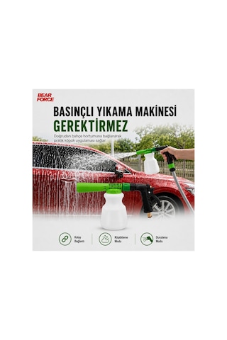 Robeve Bear Force 1000 Ml Bahçe Hortumuna Takılan Köpük Tabancası Oto Yıkama Köpük Aparatı Köpükleme Ve Durulama Modlu 1/2 Standart Hortum Uyumlu Araç, Motosiklet, Bisiklet Ve Bahçe Temizliği