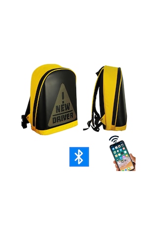 Led Ekranlı Motorsiklet Çantası Bluetooth App Kontrollü Okul Sırt Çantası Gift Yazı Resim Pixell Sarı