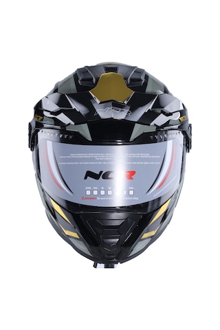 Ncr X-Cross Sarı Grafik Ece-22.06 Çene Açılır Kask Sarı Gri