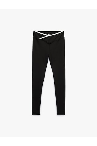 Koton Kemer Detaylı Slim Fit Yüksek Bel Spor Tayt Siyah 6sak40264nk