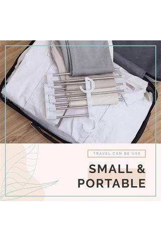 Besthome1 Çekilebilir Pantolon Asma Rakusu, Paslanmaz Çelik, 5 Kat Siyah, Ev Kullanımı Siyah