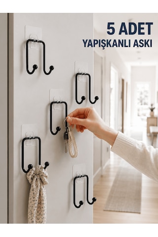 Lexroo 5 Adet Yapışkanlı Duvar Askısı Çok Amaçlı Pratik Askılık S Diğer