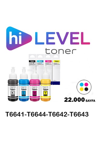 Ht-t6641-set Hilevel Toner,epson L565 T6641 T6642 T6643 T6644 22k Sayfa 4 Renk Cmyk Muadil Kartuş
