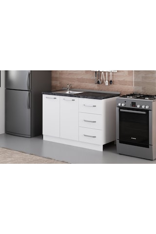 Minar 125 Cm Mutfak Dolabı Beyaz 125-B2-Alt Modül Beyaz