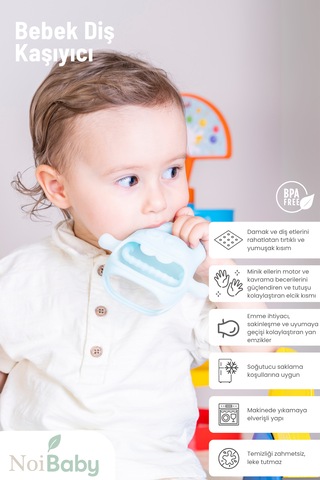 Silikon Bebek Diş Kaşıyıcı Açık Mavi