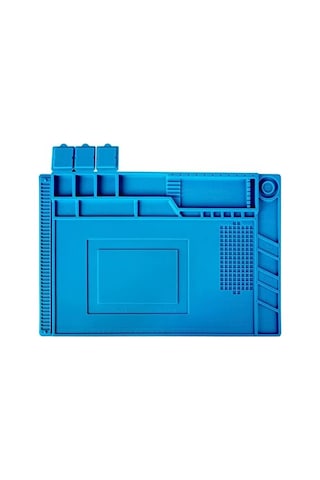S160 Isıya Dayanıklı Manyetik Silikon Tamir Pedi Mıknatıslı Saklama Bölmeli - 45x30cm Mavi