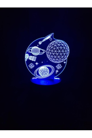 3d Gezegen Figürlü Gece Lambası Çok Renkli