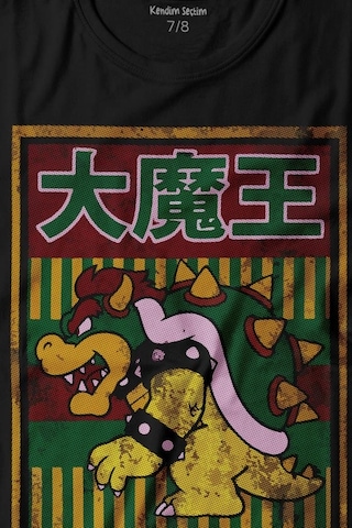 Kendim Seçtim Super Mario Bowser Japanese Poster Baskılı Tişört Çocuk T-shirt 001