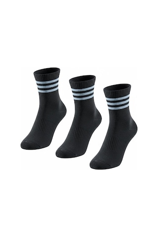 Plus Scorpion Unisex Tenis Çorabı 3 Lü Set Pamuklu, Nefes Alabilir, Günlük & Spor Kullanımına Uygun Siyah Çorap Siyah