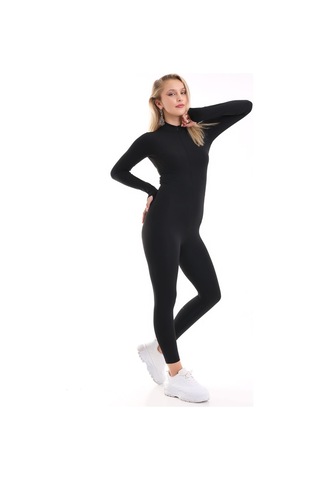 Winmoda34 Kadın Dalgıç Likralı Uzun Tulum Siyah