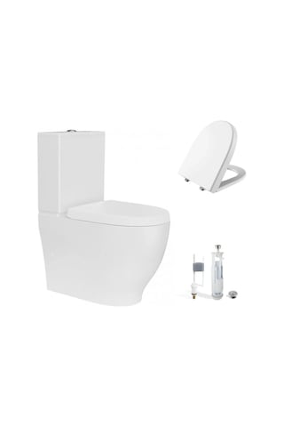 Creavit Mare Duvara Sıfır Kanalsız Klozet + Rezervuar + Duroplast Kapak + Çift Basmalı İç Takım Set