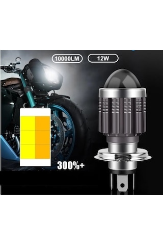 Motosiklet H4 Mercekli Led Far Ampulü Çift Renk Sarı-beyaz-aydınlatıcı 1 Adet