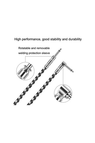 Sones 5m 1 Düz Başlık + 1 Dirsek Başlı 6,35mm Gitar Kablosu Oksijensiz Bakır Çekirdekli Ts Büyük İki Çekirdekli Kablo