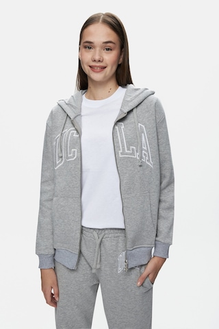 Ucla Joyce Gri Kapüşonlu Ve Fermuarlı Aplikeli Standard Fit Kadın Sweatshirt Gri