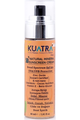 Kuatra Doğal Mineral Bebek-Çocuk-Yetişkin Koruyucu Güneş Kremi SPF50+ 80 ML