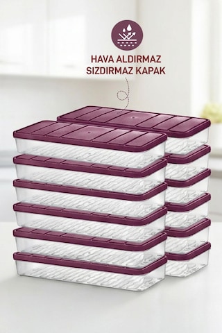 Selka Home 12 Adet 1 Lt. Nora Organizer Buzdolabı Buzluk Düzenleyici Saklama Kabı
