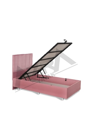 Nero Tek Kişilik Baza Haki Başlık Pembe %100 Çelik+ Mdf 90 x 190 CM
