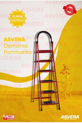 Yakut Serisi Patika 6 Lı Katlanır Merdiven Depo, Ev Ve Atölye İçin Güvenli Çözüm 1 Adet