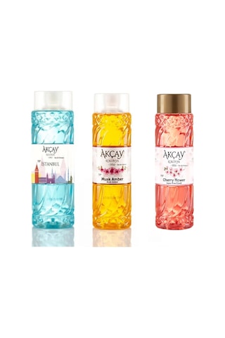 Akçay Cherry Flower + İstanbul + Musk Amber Kolonya 3 x 400 ML