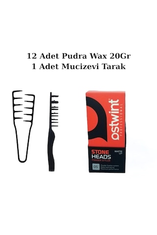Ostwint Profesyonel Saç Şekillendirici Pudra Wax 20gr X12 Adet Turuncu & Mucizevi Tarak